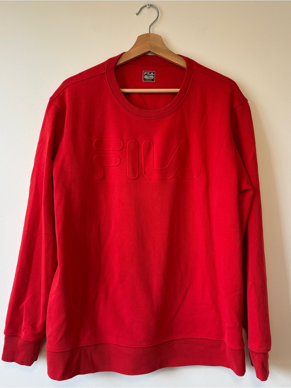 FILA Red Embossed Logo Crewneck Sweatshirt